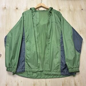 Bar Harbor Maine Jacket Mens Large Green Hooded Windbreaker Zip Pockets Outdoor